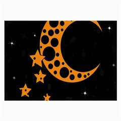 Moon Star Space Orange Black Light Night Circle Polka Large Glasses Cloth