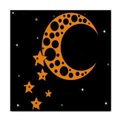 Moon Star Space Orange Black Light Night Circle Polka Face Towel