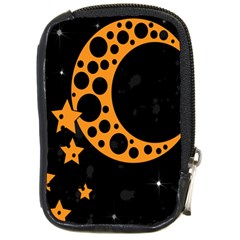 Moon Star Space Orange Black Light Night Circle Polka Compact Camera Cases by Mariart