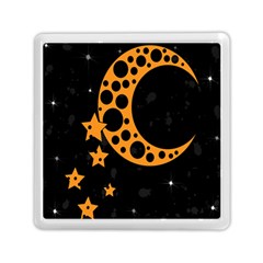 Moon Star Space Orange Black Light Night Circle Polka Memory Card Reader (square)  by Mariart