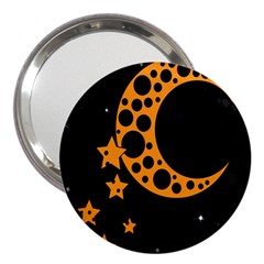 Moon Star Space Orange Black Light Night Circle Polka 3  Handbag Mirrors