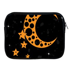 Moon Star Space Orange Black Light Night Circle Polka Apple Ipad 2/3/4 Zipper Cases by Mariart