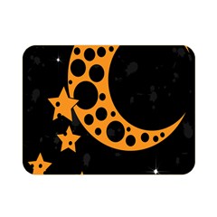 Moon Star Space Orange Black Light Night Circle Polka Double Sided Flano Blanket (mini)  by Mariart