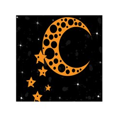 Moon Star Space Orange Black Light Night Circle Polka Small Satin Scarf (square)