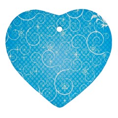 Leaf Blue Snow Circle Polka Star Ornament (heart)