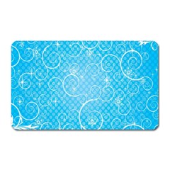 Leaf Blue Snow Circle Polka Star Magnet (rectangular)