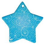 Leaf Blue Snow Circle Polka Star Star Ornament (Two Sides) Front