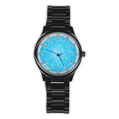 Leaf Blue Snow Circle Polka Star Stainless Steel Round Watch by Mariart