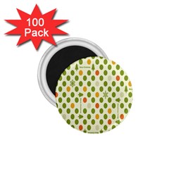 Merry Christmas Polka Dot Circle Snow Tree Green Orange Red Gray 1 75  Magnets (100 Pack)  by Mariart