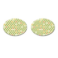 Merry Christmas Polka Dot Circle Snow Tree Green Orange Red Gray Cufflinks (oval) by Mariart