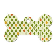 Merry Christmas Polka Dot Circle Snow Tree Green Orange Red Gray Dog Tag Bone (one Side) by Mariart