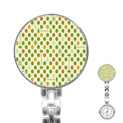 Merry Christmas Polka Dot Circle Snow Tree Green Orange Red Gray Stainless Steel Nurses Watch