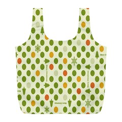 Merry Christmas Polka Dot Circle Snow Tree Green Orange Red Gray Full Print Recycle Bags (l)  by Mariart