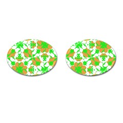 Graphic Floral Seamless Pattern Mosaic Cufflinks (oval)