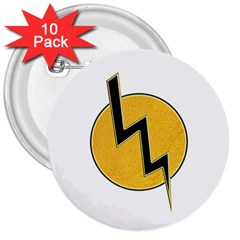 Lightning Bolt 3  Buttons (10 Pack) 