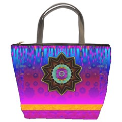 Air And Stars Global With Some Guitars Pop Art Bucket Bags by pepitasart