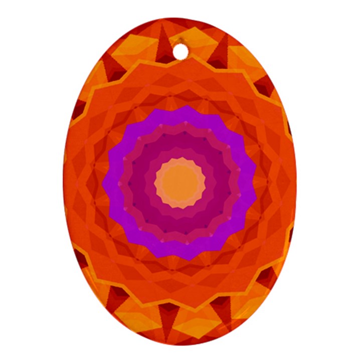 Mandala Orange Pink Bright Oval Ornament (Two Sides)