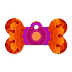 Mandala Orange Pink Bright Dog Tag Bone (one Side) by Nexatart