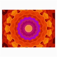 Mandala Orange Pink Bright Large Glasses Cloth (2-side) by Nexatart