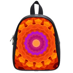 Mandala Orange Pink Bright School Bags (small)  by Nexatart