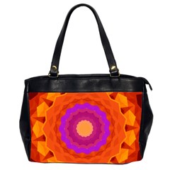 Mandala Orange Pink Bright Office Handbags (2 Sides)  by Nexatart