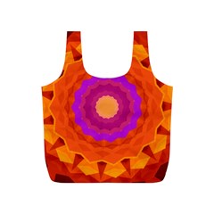 Mandala Orange Pink Bright Full Print Recycle Bags (s)  by Nexatart