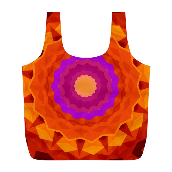 Mandala Orange Pink Bright Full Print Recycle Bags (L) 