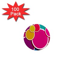 Paint Circle Red Pink Yellow Blue Green Polka 1  Mini Magnets (100 Pack) 