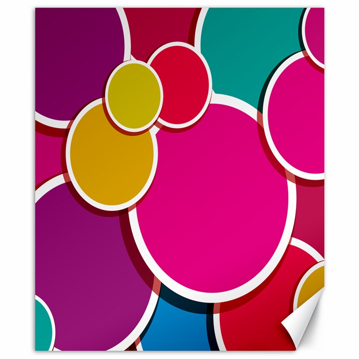 Paint Circle Red Pink Yellow Blue Green Polka Canvas 8  x 10 