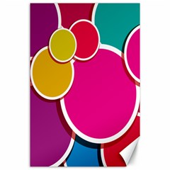 Paint Circle Red Pink Yellow Blue Green Polka Canvas 24  X 36 