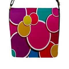 Paint Circle Red Pink Yellow Blue Green Polka Flap Messenger Bag (l) 