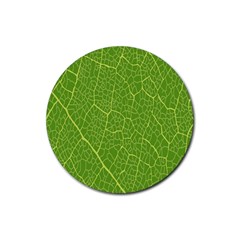 Green Leaf Line Rubber Coaster (Round) 