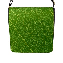 Green Leaf Line Flap Messenger Bag (L) 