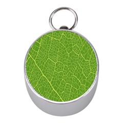 Green Leaf Line Mini Silver Compasses