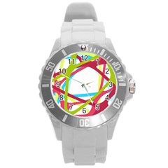 Nets Network Green Red Blue Line Round Plastic Sport Watch (l)