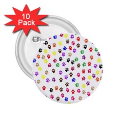 Paw Prints Dog Cat Color Rainbow Animals 2 25  Buttons (10 Pack) 