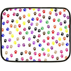 Paw Prints Dog Cat Color Rainbow Animals Fleece Blanket (mini) by Mariart