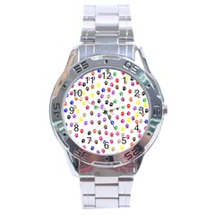 Paw Prints Dog Cat Color Rainbow Animals Stainless Steel Analogue Watch by Mariart