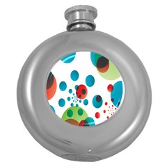 Polka Dot Circle Red Blue Green Round Hip Flask (5 Oz) by Mariart
