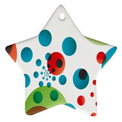 Polka Dot Circle Red Blue Green Star Ornament (two Sides)