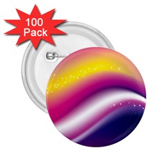 Rainbow Space Red Pink Purple Blue Yellow White Star 2 25  Buttons (100 Pack) 