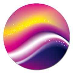 Rainbow Space Red Pink Purple Blue Yellow White Star Magnet 5  (round)