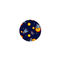 Rocket Ufo Moon Star Space Planet Blue Circle 1  Mini Buttons by Mariart