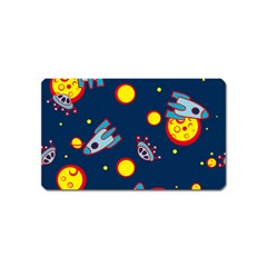 Rocket Ufo Moon Star Space Planet Blue Circle Magnet (name Card)