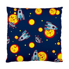 Rocket Ufo Moon Star Space Planet Blue Circle Standard Cushion Case (two Sides) by Mariart