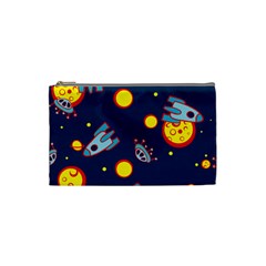 Rocket Ufo Moon Star Space Planet Blue Circle Cosmetic Bag (small) 