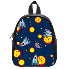 Rocket Ufo Moon Star Space Planet Blue Circle School Bags (small)  by Mariart