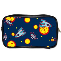 Rocket Ufo Moon Star Space Planet Blue Circle Toiletries Bags by Mariart
