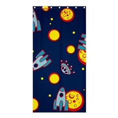 Rocket Ufo Moon Star Space Planet Blue Circle Shower Curtain 36  X 72  (stall)  by Mariart