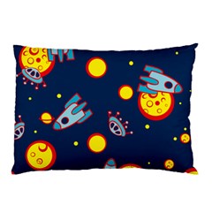 Rocket Ufo Moon Star Space Planet Blue Circle Pillow Case (two Sides) by Mariart
